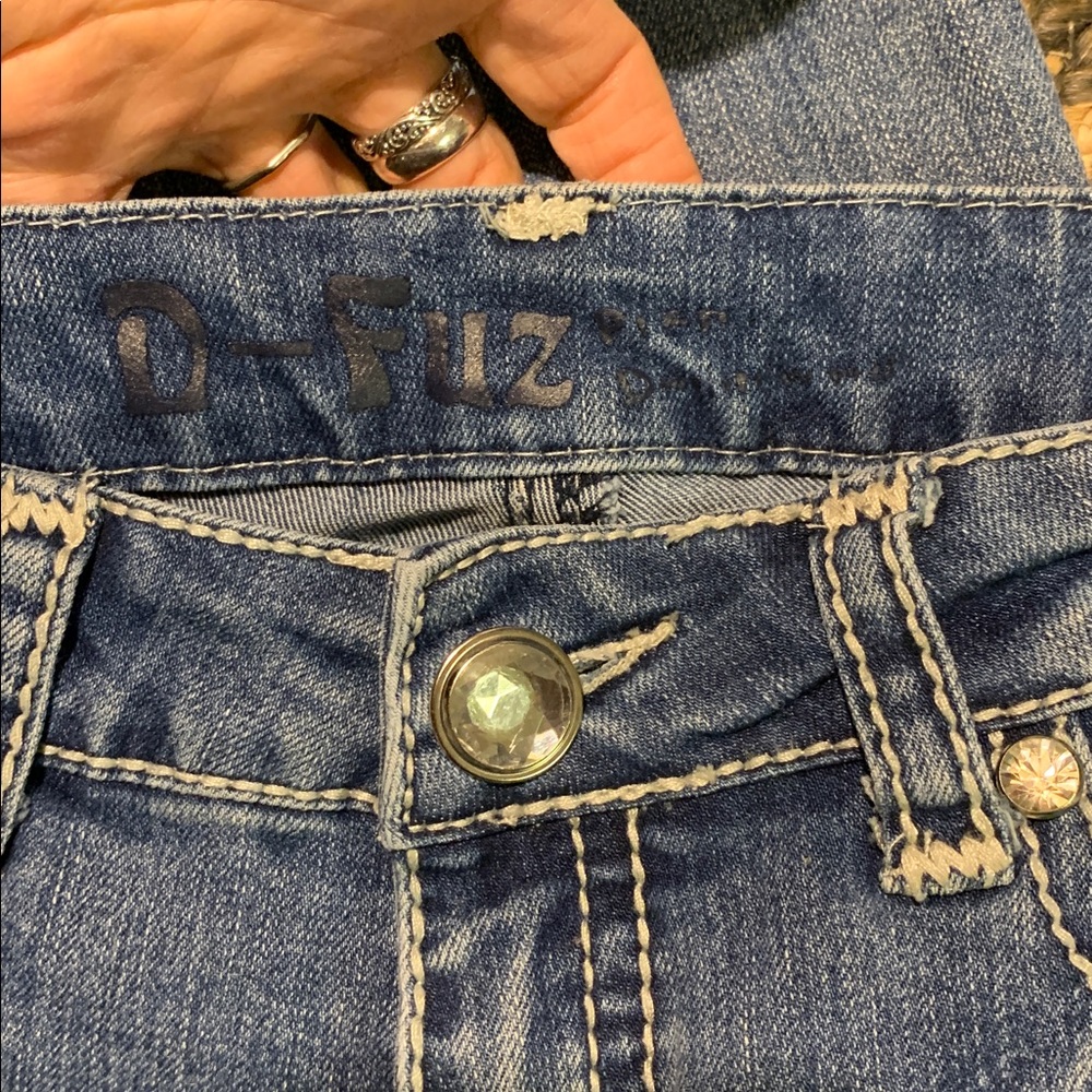 Y2K D-Fuz Rhinestone Embellished Classic Blue Boot Cut Women's Jeans size 7/8 - Picture 9 of 11